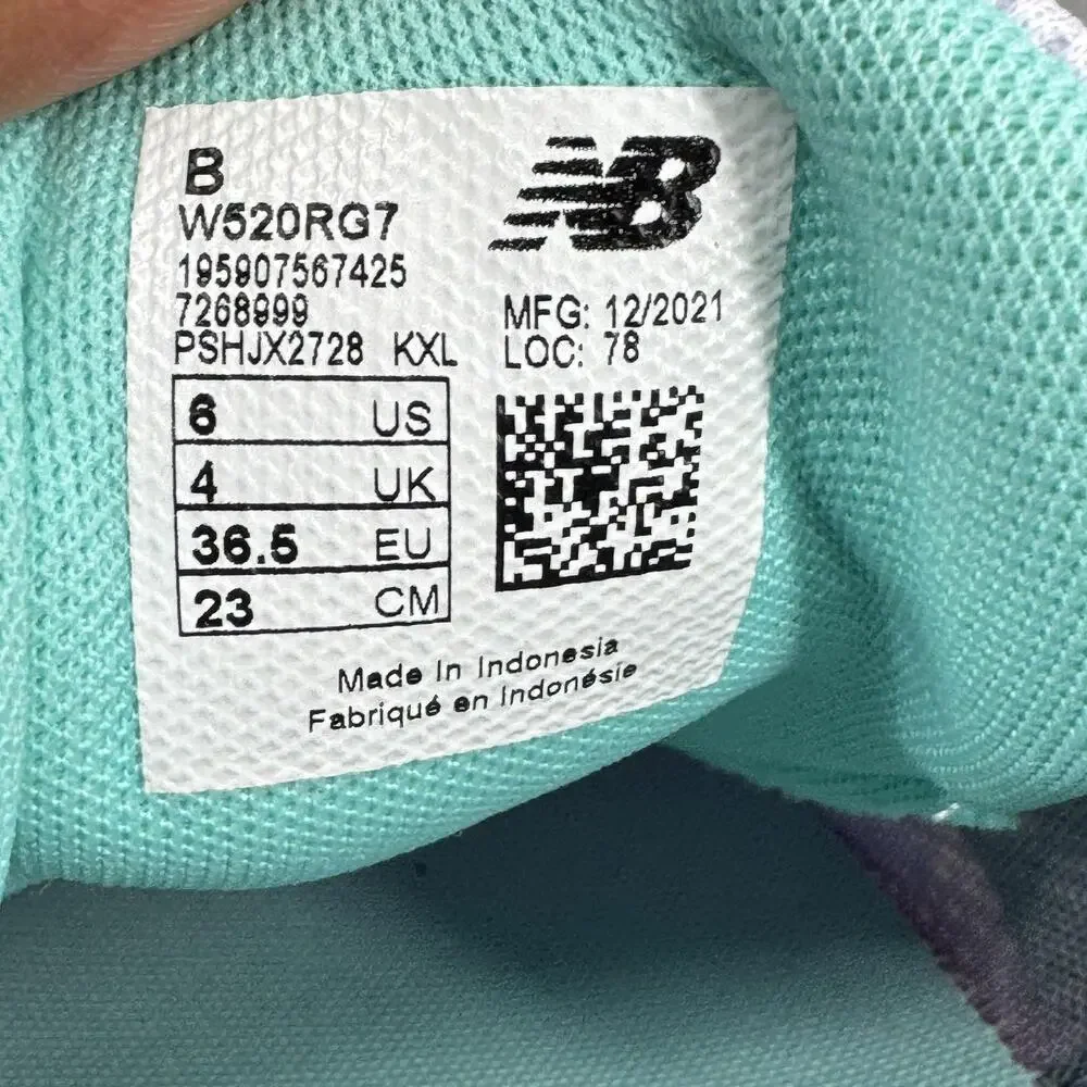 New Balance 520 V7 Womens Size 6 Gray Pink Aqua Running Shoes W520RG7
